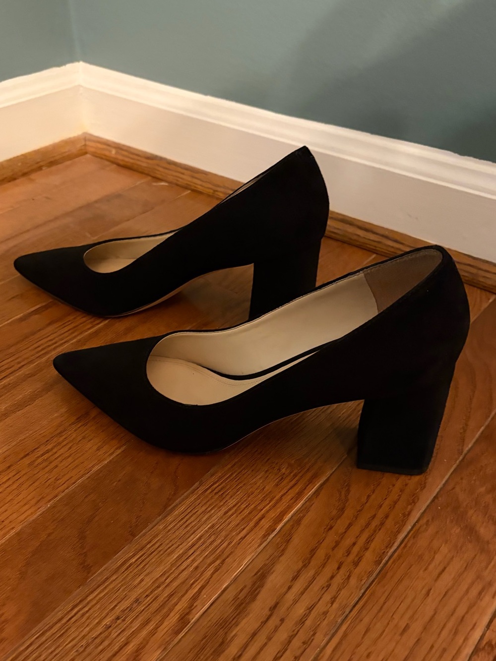 Marc Fisher Black Suede Block Heel Pumps - Women's